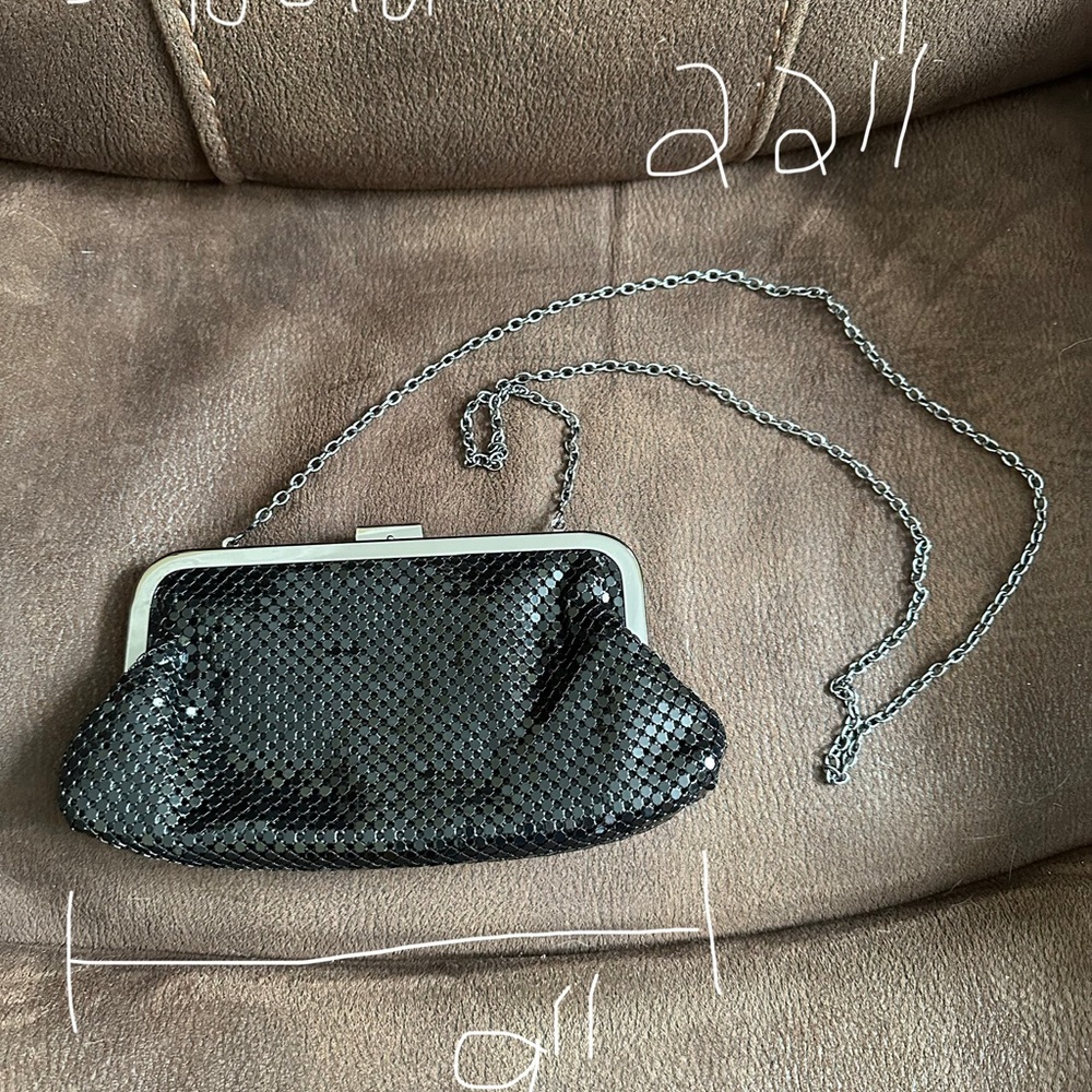 Jessica McClintock Elegant Black Chain Clutch